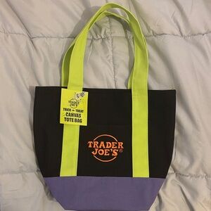 Trader Joe's Black and Purple Canvas Tote Bag. Halloween collection